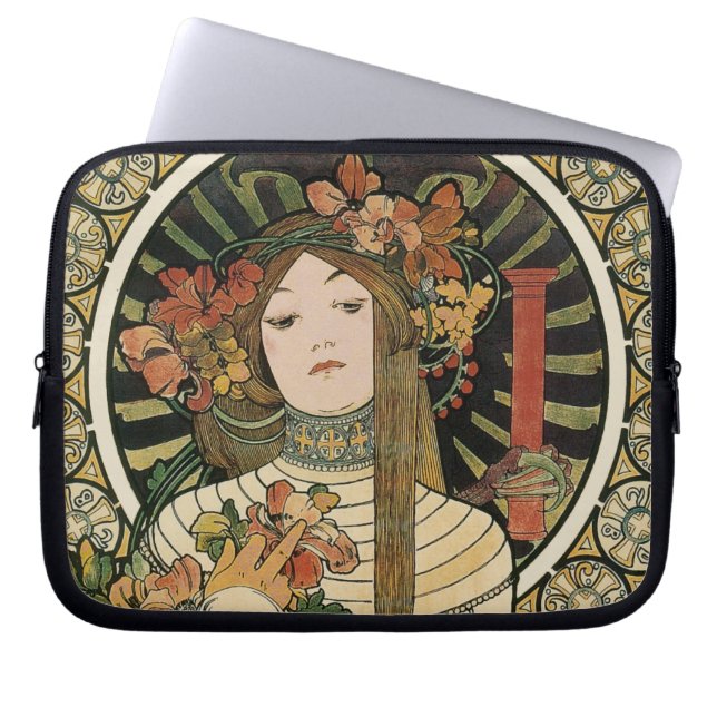 Alfonse Mucha Trappistine Nouveau Laptop Sleeve (Voorkant)