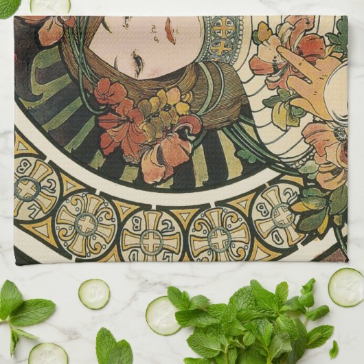 Alfonse Mucha Trappistine Nouveau Theedoek (Gevouwen)