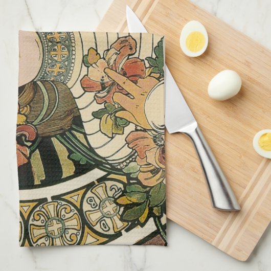 Alfonse Mucha Trappistine Nouveau Theedoek (Quarter Fold)