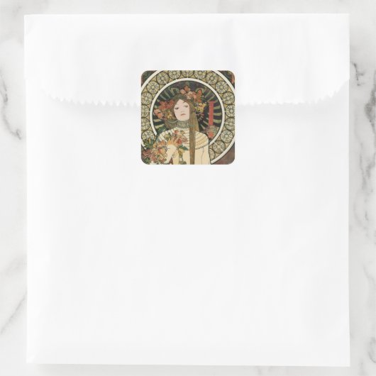 Alfonse Mucha Trappistine Nouveau Vierkante Sticker (Tas)