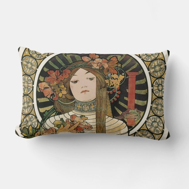Alfonse Mucha Trappistine Nouveau Vintage Poster Kussen (Voorkant)