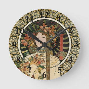Alfonse Mucha Trappistine Nouveau Vintage Poster Ronde Klok
