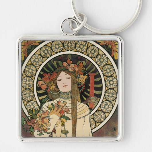 Alfonse Mucha Trappistine Nouveau Vintage Poster Sleutelhanger (Voorkant)