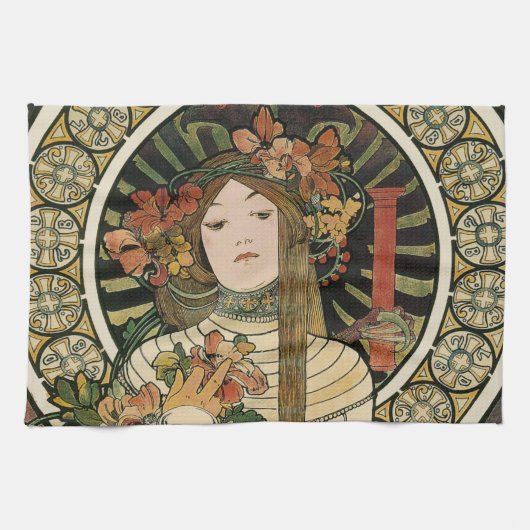 Alfonse Mucha Trappistine Nouveau Vintage Poster Theedoek (Horizontaal)