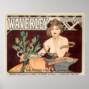 Alfonse Mucha Waverly fietst met Vintage Poster Ar