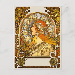 Alfonse Mucha Zodiac Art Nouveau Vrouw Briefkaart