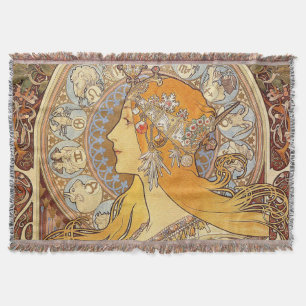 Alfonse Mucha Zodiac Art Nouveau Vrouw Deken