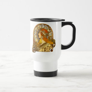 Alfonse Mucha Zodiac Art Nouveau Vrouw Reisbeker