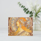 Alfonse Mucha Zodiac Art Nouveau Woman Briefkaart (Staand voorkant)