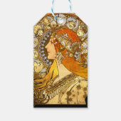Alfonse Mucha Zodiac Art Nouveau Woman Cadeaulabel (Voorkant)
