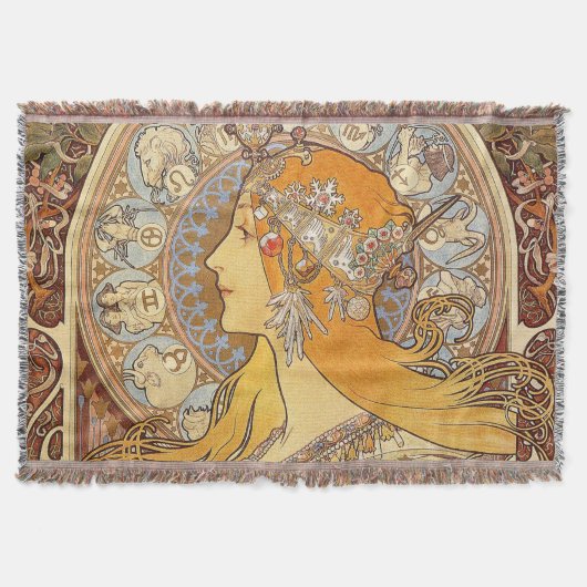 Alfonse Mucha Zodiac Art Nouveau Woman Deken (Voorkant)