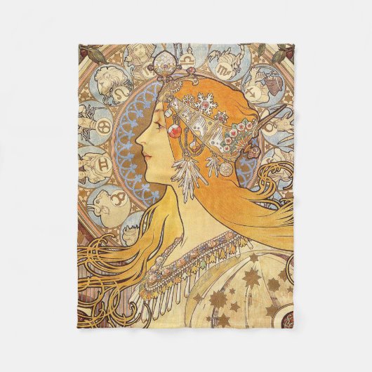 Alfonse Mucha Zodiac Art Nouveau Woman Fleece Deken (Voorkant)