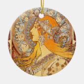 Alfonse Mucha Zodiac Art Nouveau Woman Keramisch Ornament (Voorkant)