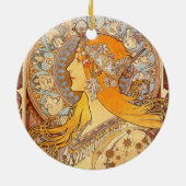 Alfonse Mucha Zodiac Art Nouveau Woman Keramisch Ornament (Achterkant)