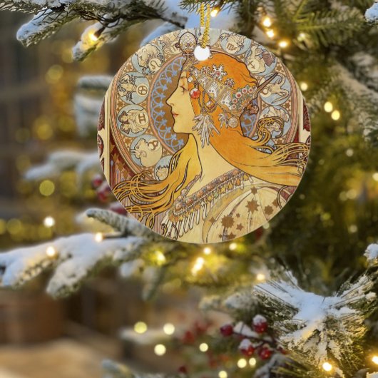 Alfonse Mucha Zodiac Art Nouveau Woman Keramisch Ornament