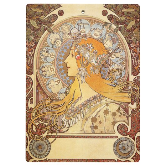 Alfonse Mucha Zodiac Art Nouveau Woman Klembord (Achterkant)