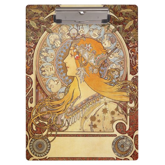 Alfonse Mucha Zodiac Art Nouveau Woman Klembord (Voorkant)