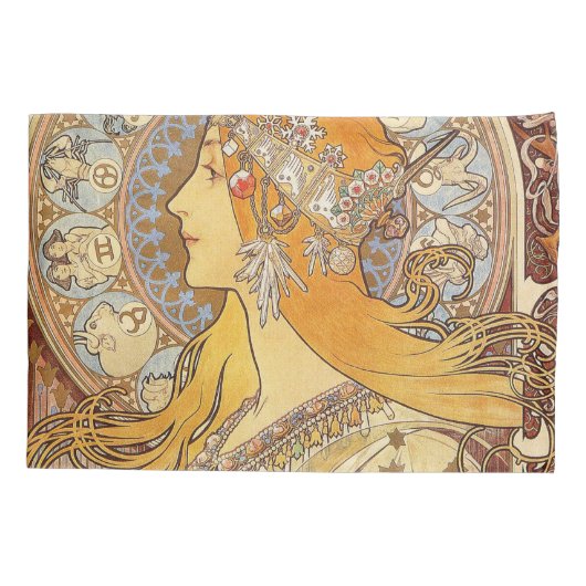 Alfonse Mucha Zodiac Art Nouveau Woman Kussensloop (Achterkant)
