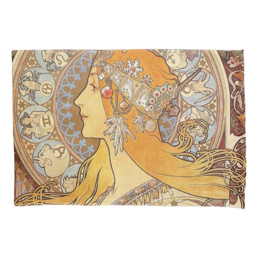 Alfonse Mucha Zodiac Art Nouveau Woman Kussensloop (Voorkant)