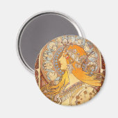 Alfonse Mucha Zodiac Art Nouveau Woman Magneet (Voorkant / Achterkant)