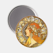 Alfonse Mucha Zodiac Art Nouveau Woman Magneet (Voorkant / Achterkant)