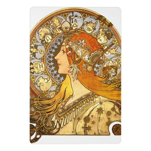 Alfonse Mucha Zodiac Art Nouveau Woman Mini Klembord (Achterkant)