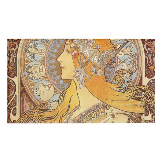 Alfonse Mucha Zodiac Art Nouveau Woman Naambadge (Voorkant)