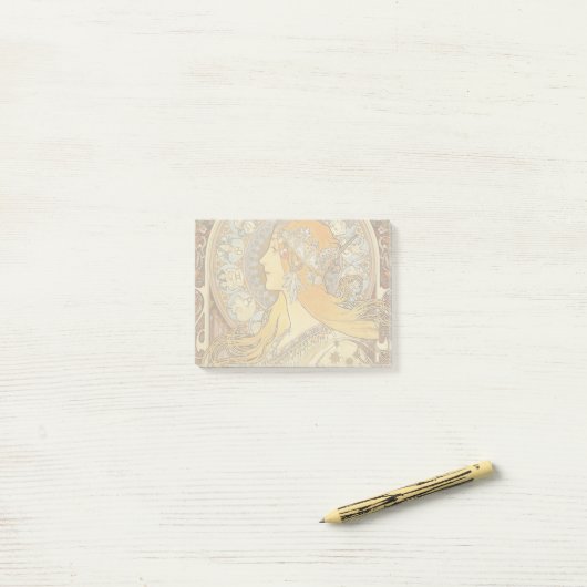 Alfonse Mucha Zodiac Art Nouveau Woman Post-it® Notes (Op bureau)