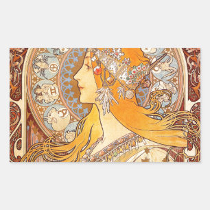 Alfonse Mucha Zodiac Art Nouveau Woman Rechthoekige Sticker