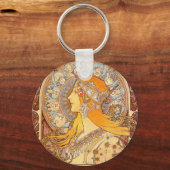 Alfonse Mucha Zodiac Art Nouveau Woman Sleutelhanger (Voorkant)