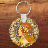 Alfonse Mucha Zodiac Art Nouveau Woman Sleutelhanger (Voorkant)
