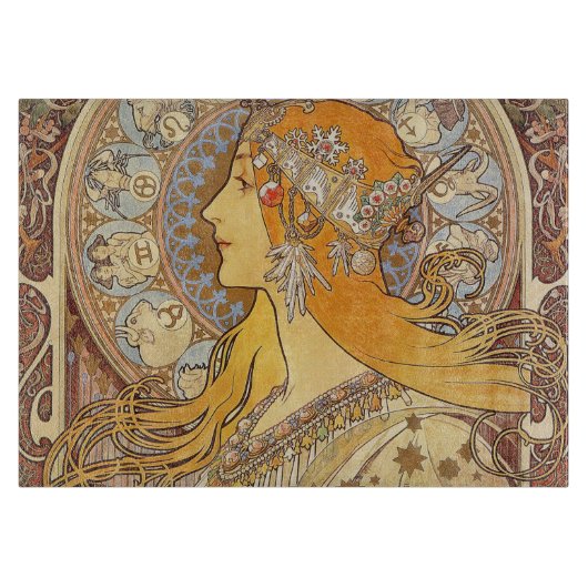Alfonse Mucha Zodiac Art Nouveau Woman Snijplank (Voorkant)