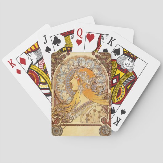 Alfonse Mucha Zodiac Art Nouveau Woman Speelkaarten (Achterkant)
