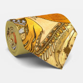 Alfonse Mucha Zodiac Art Nouveau Woman Stropdas (Opgerold)