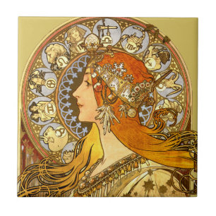 Alfonse Mucha Zodiac Art Nouveau Woman Tegeltje
