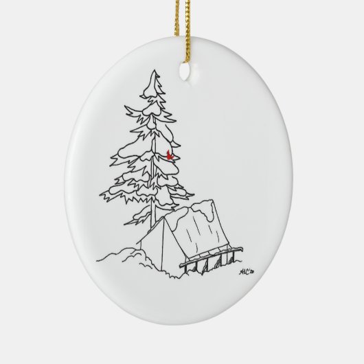Alford Lake Camp Snowy Tent Ornament (Rechts)