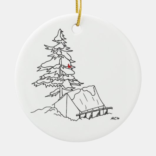 Alford Lake Camp Snowy Tent Ornament (Voorkant)