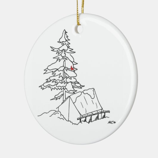 Alford Lake Camp Snowy Tent Ornament (Links)