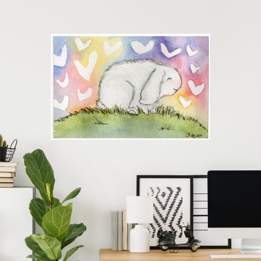 Alfred Bunny met Love Poster (Thuiskantoor)