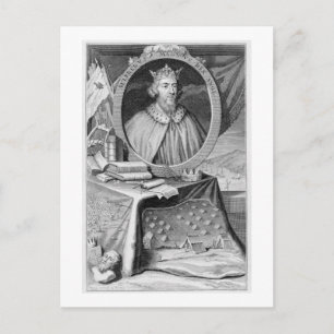 Alfred de Grote (849-99) Koning van Wessex, gegrav Briefkaart