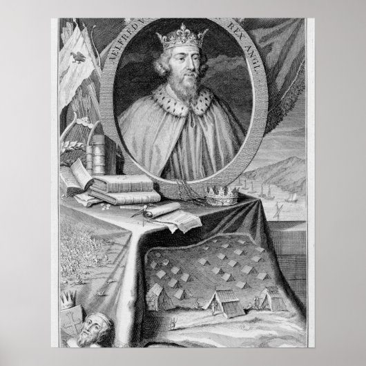 Alfred de Grote (849-99) Koning van Wessex, gegrav Poster (Voorkant)