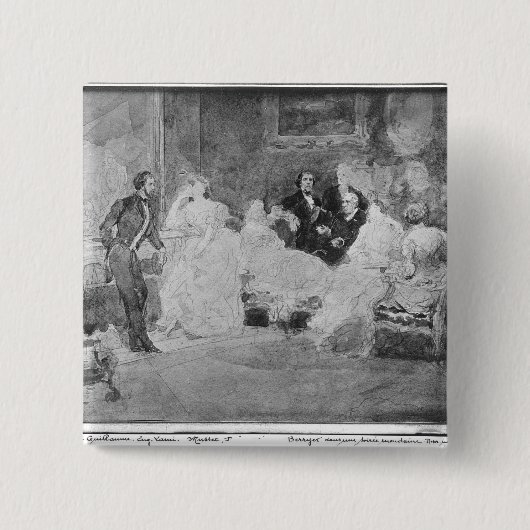Alfred de Musset Eugene Delacroix Vierkante Button 5,1 Cm (Voorkant)