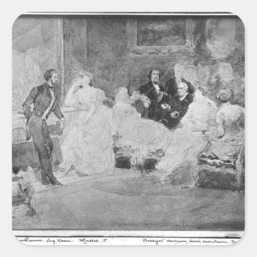 Alfred de Musset Eugene Delacroix Vierkante Sticker (Voorkant)