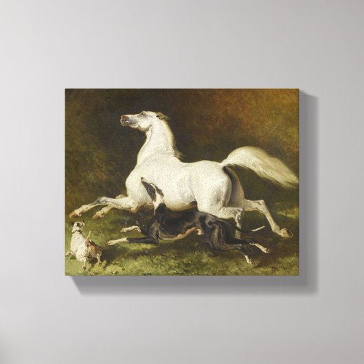 Alfred Dedreux over galopperend paard en hond Canvas Afdruk (Voorkant)
