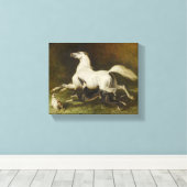 Alfred Dedreux over galopperend paard en hond Canvas Afdruk (Insitu (Houten vloer))