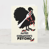 Alfred Gobblecock’s Psycho Funny Thanksgiving Feestdagen Kaart (Voorkant)
