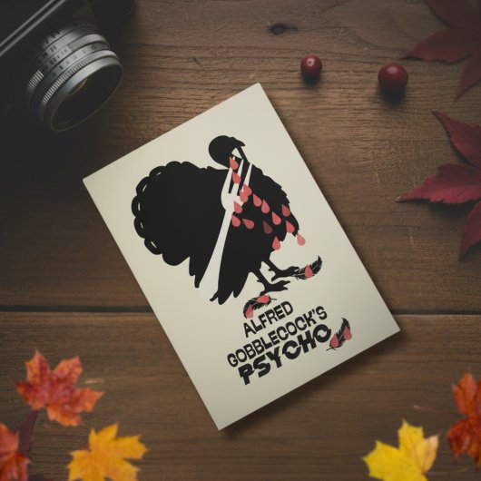 Alfred Gobblecock’s Psycho Funny Thanksgiving Feestdagen Kaart