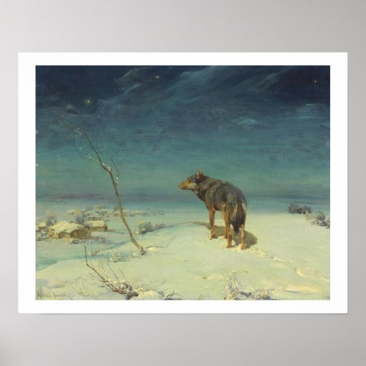Alfred Kowalski Lone Wolf in Winter Oil Painting P Poster (Voorkant)