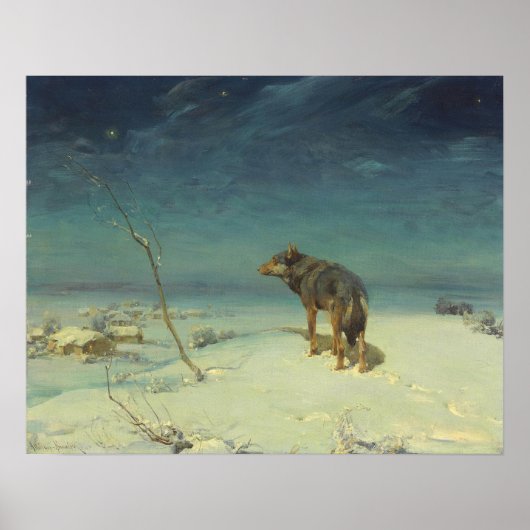 Alfred Kowalski Lone Wolf in Winter Oil Painting Poster (Voorkant)