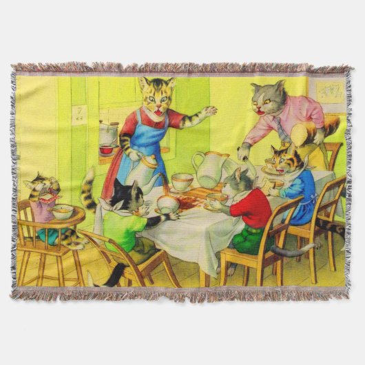 Alfred Mainzer cats Dinner Disaster print Deken (Voorkant)
